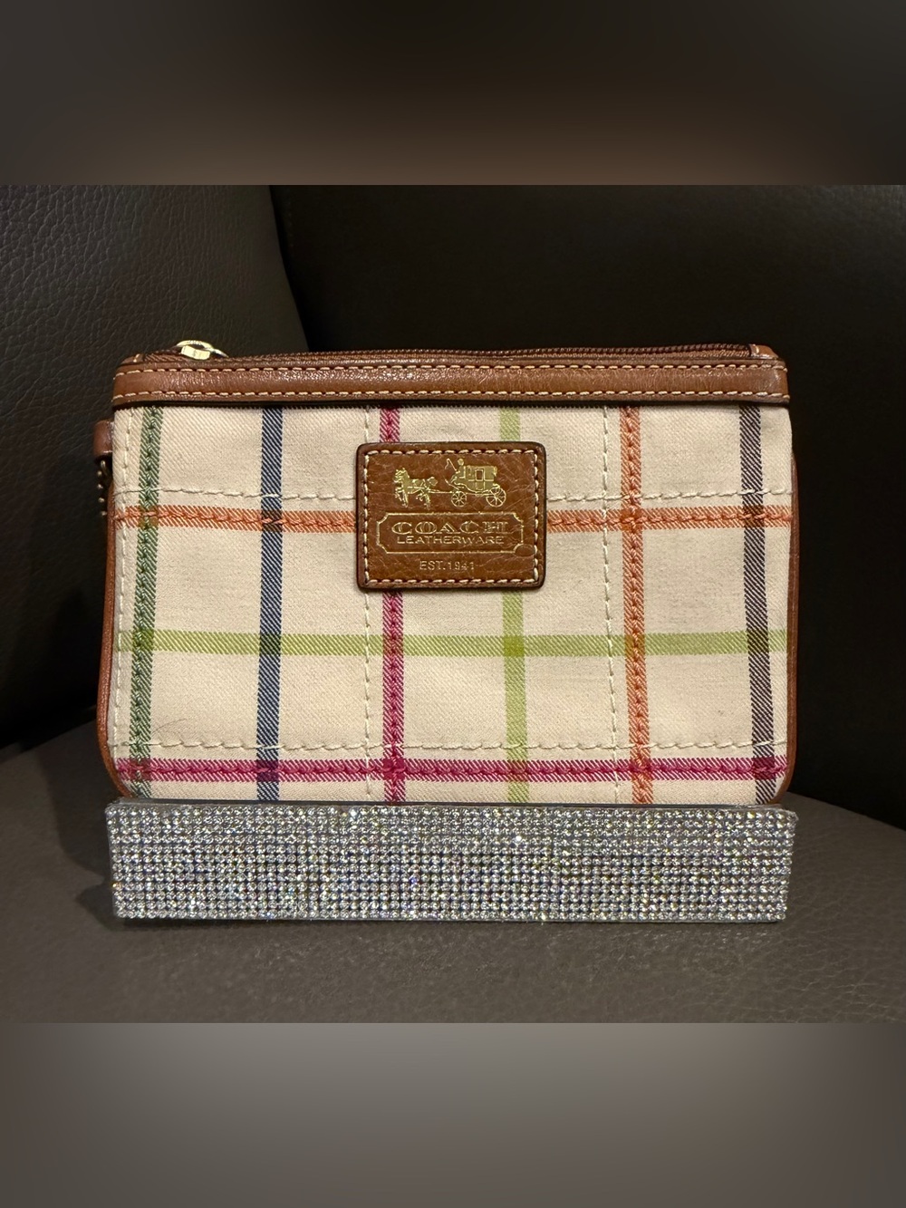 Coach Tattersall Canvas Wristlet